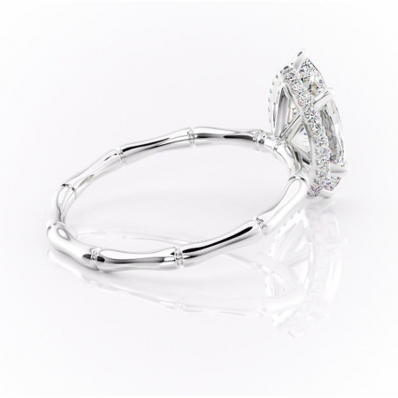 Inel de logodnă Poppy din aur Alb 14kt cu moissanite tăietură marquise – Solitar rafinată pentru profil înalt | Personalizează și configurează gratuit online [2]