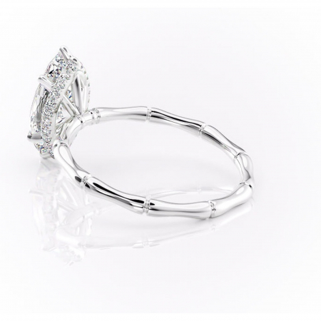 Inel de logodnă Poppy din aur Alb 14kt cu moissanite tăietură marquise – Solitar rafinată pentru profil înalt | Personalizează și configurează gratuit online [4]