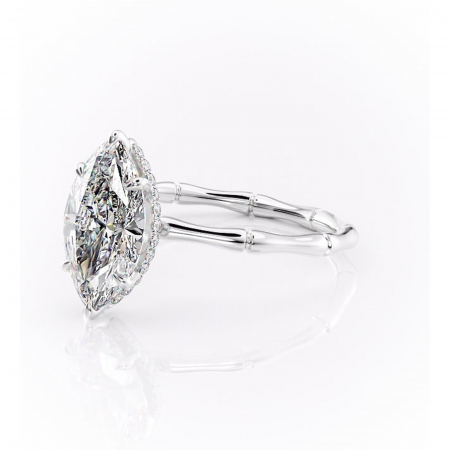 Inel de logodnă Poppy din aur Alb 14kt cu moissanite tăietură marquise – Solitar rafinată pentru profil înalt | Personalizează și configurează gratuit online [6]