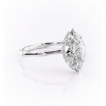 Marquise - Inel de logodnă Poppy din aur Alb 14kt cu moissanite tăietură marquise – Solitar rafinată pentru profil înalt | Personalizează și configurează gratuit online