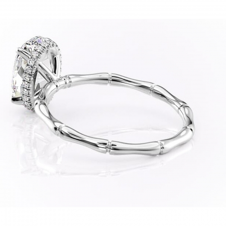 Inel de logodnă Poppy din aur Alb 14kt cu moissanite tăietură ovală – Solitar rafinată pentru profil înalt | Personalizează și configurează gratuit online [4]