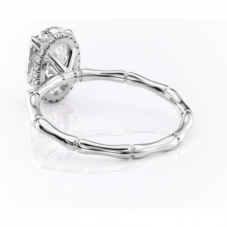 Inel de logodnă Poppy din aur Alb 14kt cu moissanite tăietură ovală – Solitar rafinată pentru profil înalt | Personalizează și configurează gratuit online [3]