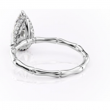 Inel de logodnă Poppy din aur Alb 14kt cu moissanite tăietură pară – Solitar rafinată pentru profil înalt | Personalizează și configurează gratuit online [3]