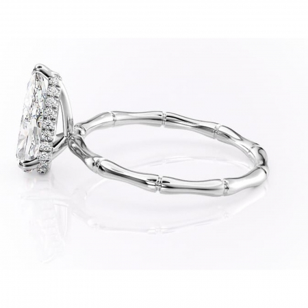 Inel de logodnă Poppy din aur Alb 14kt cu moissanite tăietură pară – Solitar rafinată pentru profil înalt | Personalizează și configurează gratuit online [5]