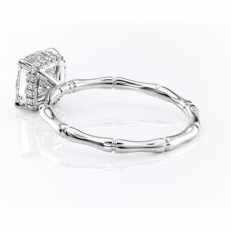 Inel de logodnă Poppy din aur Alb 18kt cu moissanite tăietură pernă – Solitar rafinată pentru profil înalt | Personalizează și configurează gratuit online [4]