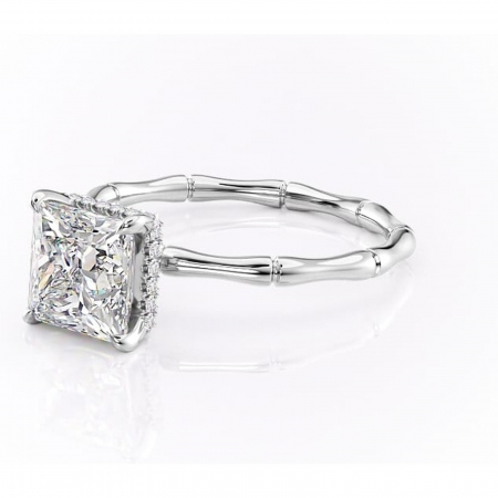 Inel de logodnă Poppy din aur Alb 18kt cu moissanite tăietură princess – Solitar rafinată pentru profil înalt | Personalizează și configurează gratuit online [6]