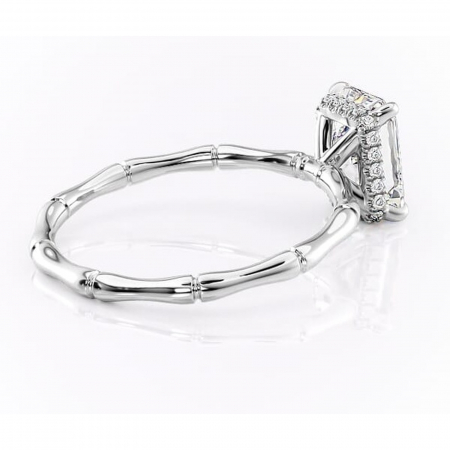 Inel de logodnă Poppy din aur Alb 14kt cu moissanite tăietură radiantă – Solitar rafinată pentru profil înalt | Personalizează și configurează gratuit online [2]