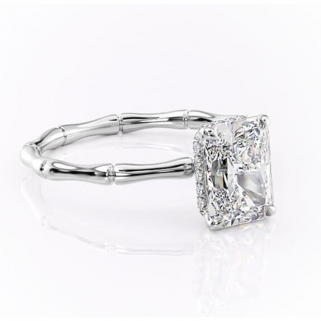 18K - Inel de logodnă Poppy din aur Alb 18kt cu moissanite tăietură radiantă – Solitar rafinată pentru profil înalt | Personalizează și configurează gratuit online