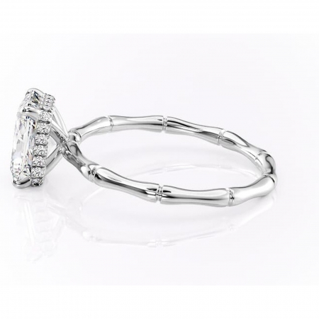 Inel de logodnă Poppy din aur Alb 14kt cu moissanite tăietură radiantă – Solitar rafinată pentru profil înalt | Personalizează și configurează gratuit online [5]