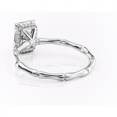 Inel de logodnă Poppy din aur Alb 14kt cu moissanite tăietură radiantă – Solitar rafinată pentru profil înalt | Personalizează și configurează gratuit online [3]