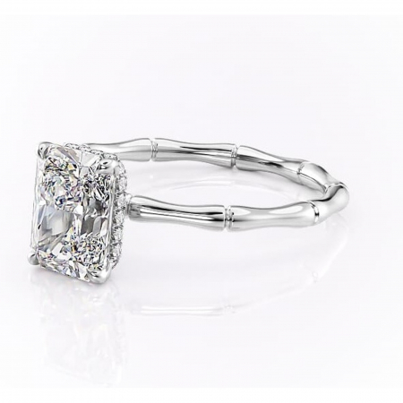 Inel de logodnă Poppy din aur Alb 14kt cu moissanite tăietură radiantă – Solitar rafinată pentru profil înalt | Personalizează și configurează gratuit online [6]