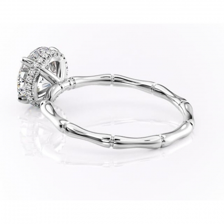 Inel de logodnă Poppy din aur Alb 14kt cu moissanite tăietură rotundă – Solitar rafinată pentru profil înalt | Personalizează și configurează gratuit online [4]