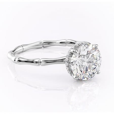 Halo - Inel de logodnă Poppy din aur Alb 14kt cu moissanite tăietură rotundă – Solitar rafinată pentru profil înalt | Personalizează și configurează gratuit online