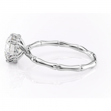 Inel de logodnă Poppy din aur Alb 14kt cu moissanite tăietură rotundă – Solitar rafinată pentru profil înalt | Personalizează și configurează gratuit online [5]