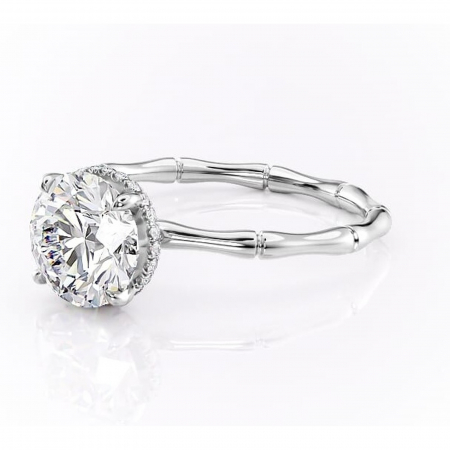 Inel de logodnă Poppy din aur Alb 14kt cu moissanite tăietură rotundă – Solitar rafinată pentru profil înalt | Personalizează și configurează gratuit online [6]