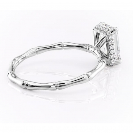 Inel de logodnă Poppy din aur Alb 14kt cu moissanite tăietură smarald – Solitar rafinată pentru profil înalt | Personalizează și configurează gratuit online [2]