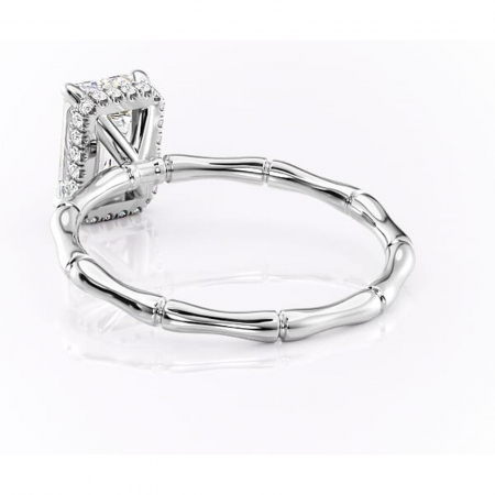 Inel de logodnă Poppy din aur Alb 14kt cu moissanite tăietură smarald – Solitar rafinată pentru profil înalt | Personalizează și configurează gratuit online [3]