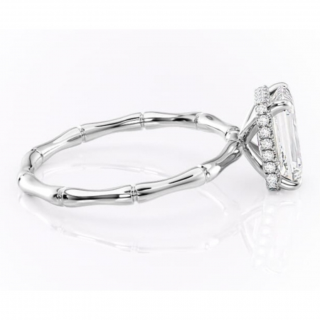 Inel de logodnă Poppy din aur Alb 14kt cu moissanite tăietură smarald – Solitar rafinată pentru profil înalt | Personalizează și configurează gratuit online [1]