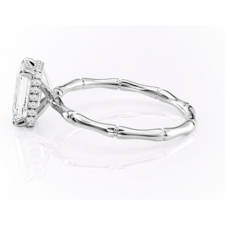 Inel de logodnă Poppy din aur Alb 14kt cu moissanite tăietură smarald – Solitar rafinată pentru profil înalt | Personalizează și configurează gratuit online [5]