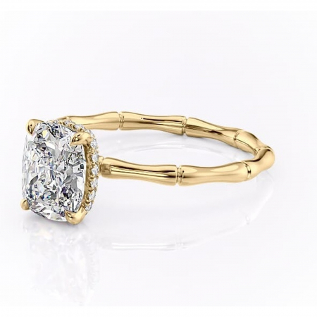 Inel de logodnă Poppy din aur Galben 14kt cu moissanite tăietură asscher – Solitar rafinată pentru profil înalt | Personalizează și configurează gratuit online [6]