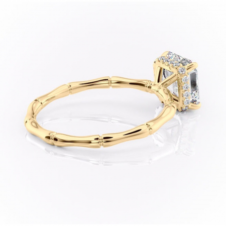 Inel de logodnă Poppy din aur Galben 14kt cu moissanite tăietură asscher – Solitar rafinată pentru profil înalt | Personalizează și configurează gratuit online [2]