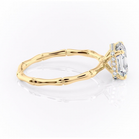 Inel de logodnă Poppy din aur Galben 14kt cu moissanite tăietură asscher – Solitar rafinată pentru profil înalt | Personalizează și configurează gratuit online [1]