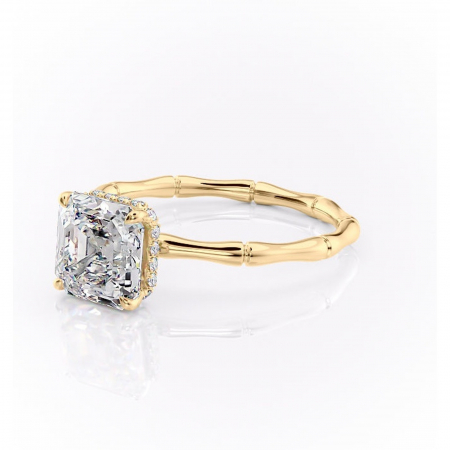 Inel de logodnă Poppy din aur Galben 14kt cu moissanite tăietură asscher – Solitar rafinată pentru profil înalt | Personalizează și configurează gratuit online [6]