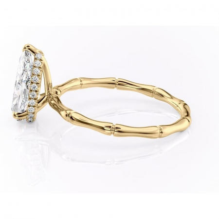 Inel de logodnă Poppy din aur Galben 14kt cu moissanite tăietură pară – Solitar rafinată pentru profil înalt | Personalizează și configurează gratuit online [5]