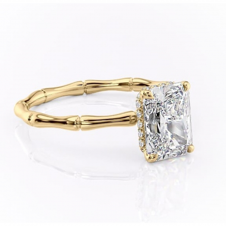 Aur galben - Inel de logodnă Poppy din aur Galben 18kt cu moissanite tăietură radiantă – Solitar rafinată pentru profil înalt | Personalizează și configurează gratuit online