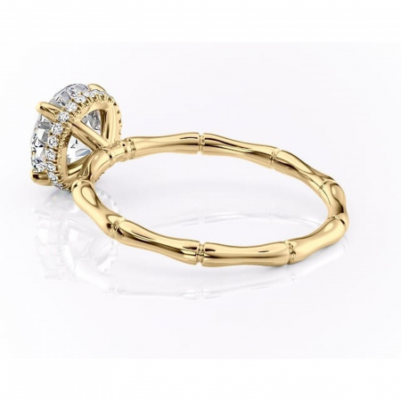 Inel de logodnă Poppy din aur Galben 14kt cu moissanite tăietură rotundă – Solitar rafinată pentru profil înalt | Personalizează și configurează gratuit online [4]