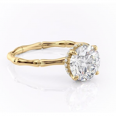 Aur galben - Inel de logodnă Poppy din aur Galben 14kt cu moissanite tăietură rotundă – Solitar rafinată pentru profil înalt | Personalizează și configurează gratuit online