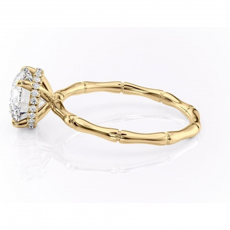 Inel de logodnă Poppy din aur Galben 14kt cu moissanite tăietură rotundă – Solitar rafinată pentru profil înalt | Personalizează și configurează gratuit online [5]