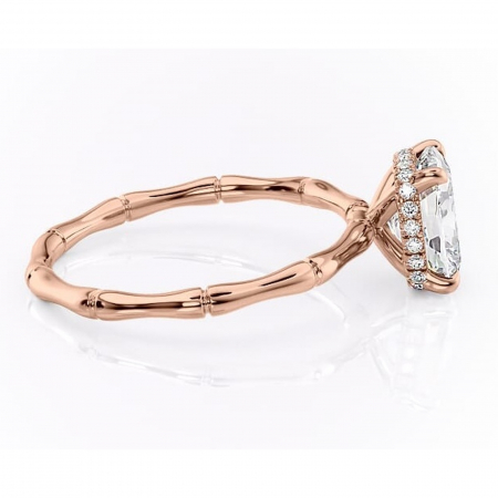 Inel de logodnă Poppy din aur Rose 14kt cu moissanite tăietură asscher – Solitar rafinată pentru profil înalt | Personalizează și configurează gratuit online [1]