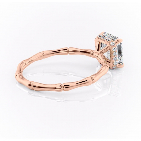 Inel de logodnă Poppy din aur Rose 14kt cu moissanite tăietură asscher – Solitar rafinată pentru profil înalt | Personalizează și configurează gratuit online [2]