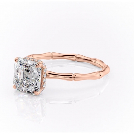 Inel de logodnă Poppy din aur Rose 14kt cu moissanite tăietură asscher – Solitar rafinată pentru profil înalt | Personalizează și configurează gratuit online [6]