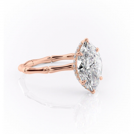 14K - Inel de logodnă Poppy din aur Rose 14kt cu moissanite tăietură marquise – Solitar rafinată pentru profil înalt | Personalizează și configurează gratuit online