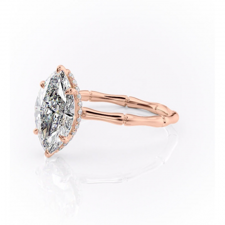 Inel de logodnă Poppy din aur Rose 18kt cu moissanite tăietură marquise – Solitar rafinată pentru profil înalt | Personalizează și configurează gratuit online [6]