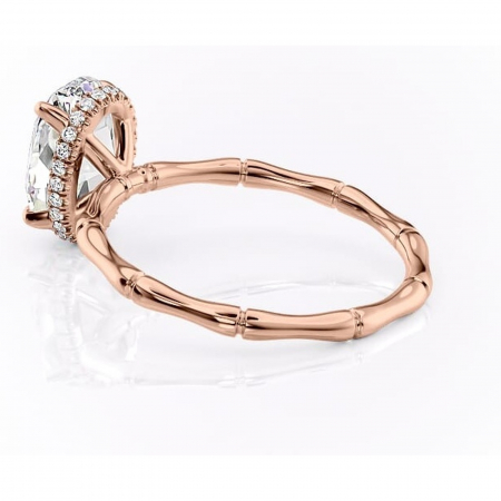 Inel de logodnă Poppy din aur Rose 14kt cu moissanite tăietură ovală – Solitar rafinată pentru profil înalt | Personalizează și configurează gratuit online [4]