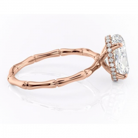 Inel de logodnă Poppy din aur Rose 14kt cu moissanite tăietură ovală – Solitar rafinată pentru profil înalt | Personalizează și configurează gratuit online [1]