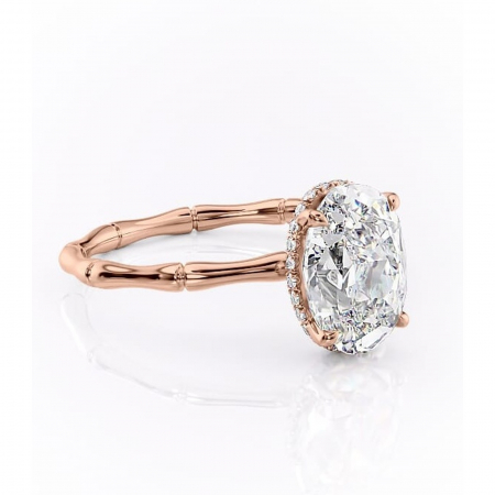 14K - Inel de logodnă Poppy din aur Rose 14kt cu moissanite tăietură ovală – Solitar rafinată pentru profil înalt | Personalizează și configurează gratuit online