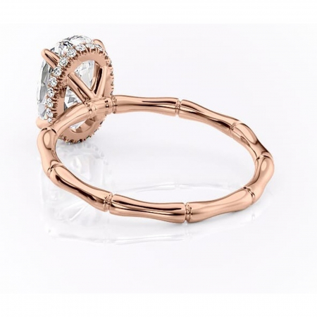 Inel de logodnă Poppy din aur Rose 14kt cu moissanite tăietură ovală – Solitar rafinată pentru profil înalt | Personalizează și configurează gratuit online [3]