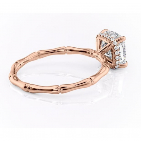 Inel de logodnă Poppy din aur Rose 18kt cu moissanite tăietură pernă – Solitar rafinată pentru profil înalt | Personalizează și configurează gratuit online [2]