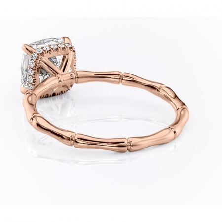 Inel de logodnă Poppy din aur Rose 18kt cu moissanite tăietură pernă – Solitar rafinată pentru profil înalt | Personalizează și configurează gratuit online [3]