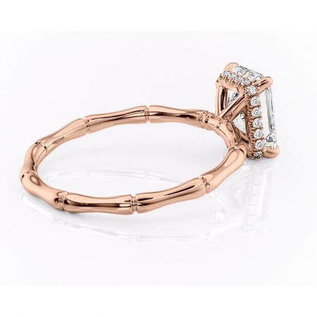 Inel de logodnă Poppy din aur Rose 14kt cu moissanite tăietură radiantă – Solitar rafinată pentru profil înalt | Personalizează și configurează gratuit online [2]