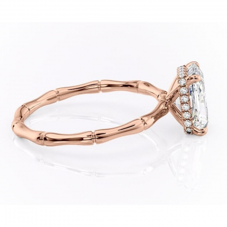 Inel de logodnă Poppy din aur Rose 14kt cu moissanite tăietură radiantă – Solitar rafinată pentru profil înalt | Personalizează și configurează gratuit online [1]