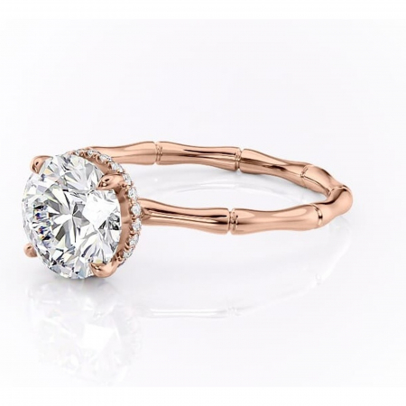 Inel de logodnă Poppy din aur Rose 14kt cu moissanite tăietură rotundă – Solitar rafinată pentru profil înalt | Personalizează și configurează gratuit online [6]