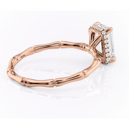 Inel de logodnă Poppy din aur Rose 14kt cu moissanite tăietură smarald – Solitar rafinată pentru profil înalt | Personalizează și configurează gratuit online [2]