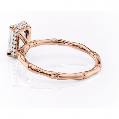 Inel de logodnă Poppy din aur Rose 14kt cu moissanite tăietură smarald – Solitar rafinată pentru profil înalt | Personalizează și configurează gratuit online [4]