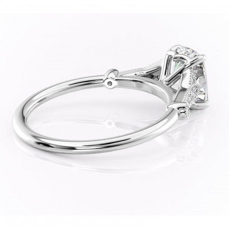 Inel de logodnă Quartzelle din aur Alb 14kt cu moissanite tăietură asscher – Pietre laterale rafinată pentru profil înalt | Personalizează și configurează gratuit online [2]