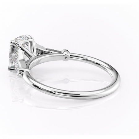 Inel de logodnă Quartzelle din aur Alb 14kt cu moissanite tăietură asscher – Pietre laterale rafinată pentru profil înalt | Personalizează și configurează gratuit online [4]